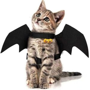 Cat Halloween Costume Black Bat Wings Pet Apparel Party Fancy Dress Up Accessories for Small Dogs Puppy Kitty Kitten Toy