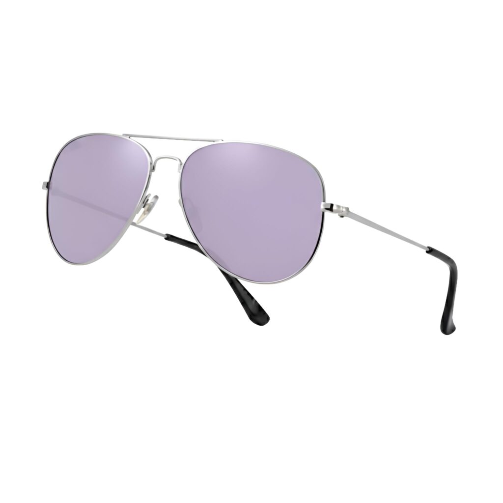 Pilot Style Designer Sunglasses - Light Purple Lens Classic Retro Shades, Unisex UV400 Glasses,