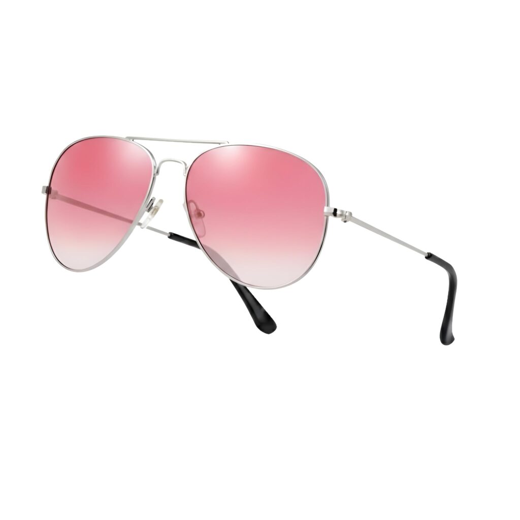 Pilot Style Designer Sunglasses - Pink Lens Classic Retro Shades, Unisex Unisex UV400 Glasses,