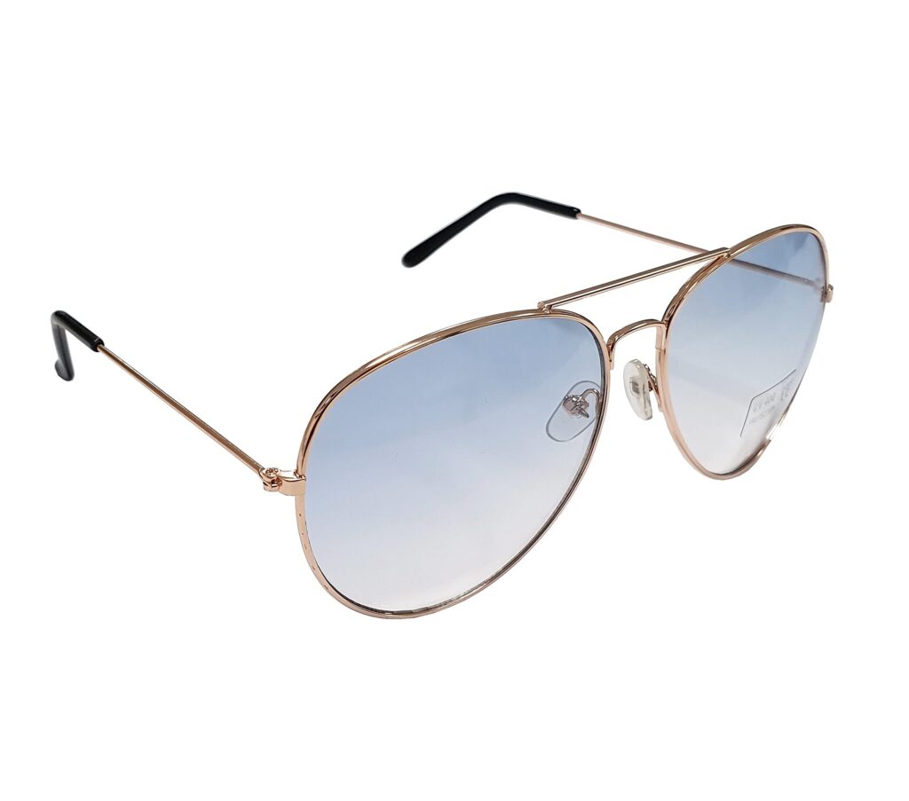 Pilot Style Designer Sunglasses - Clear Blue Lens Classic Retro Shades, Unisex Unisex UV400 Glasses,