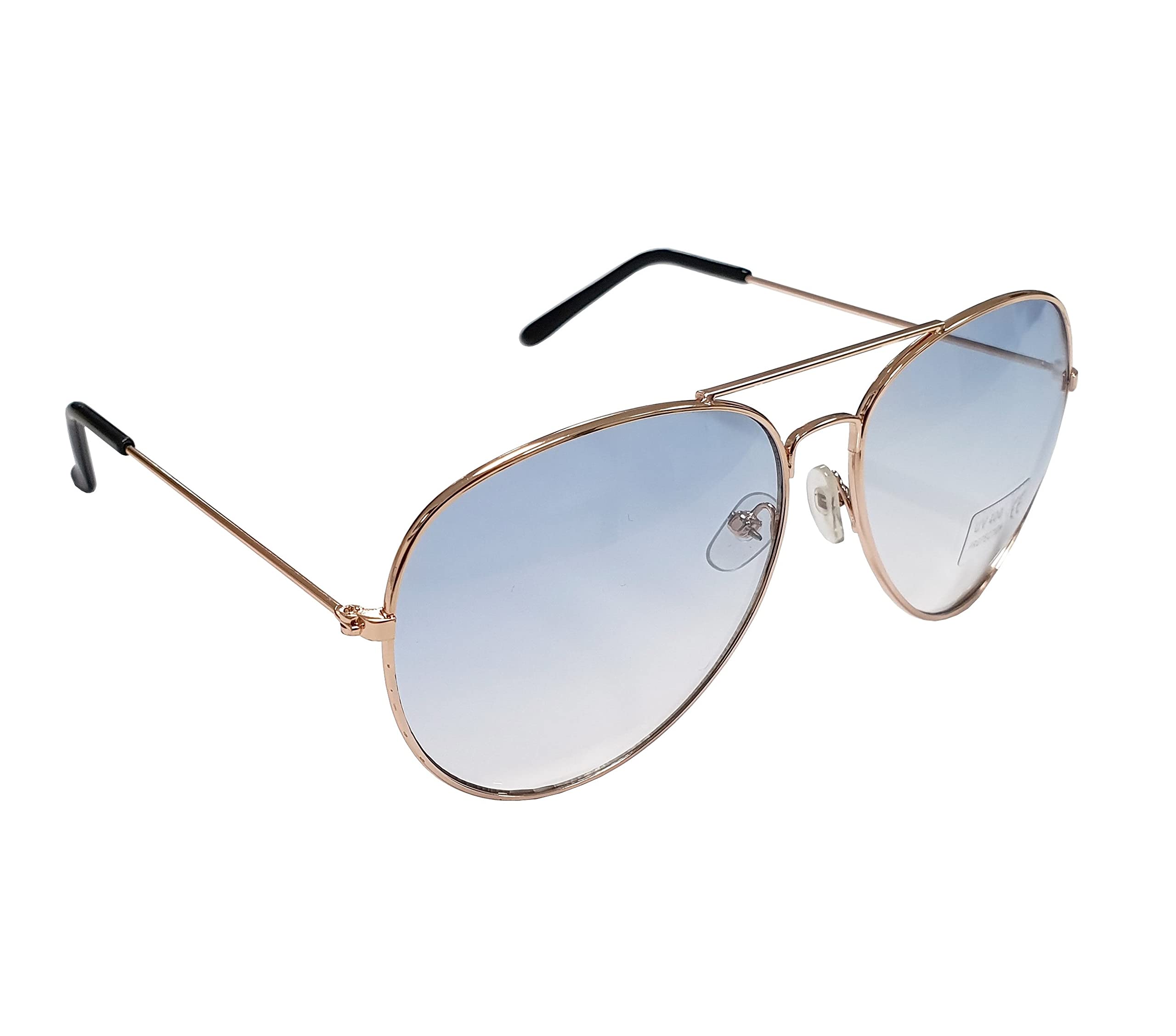 Pilot Style Designer Sunglasses - Clear Blue Lens Classic Retro Shades, Unisex Unisex UV400 Glasses,