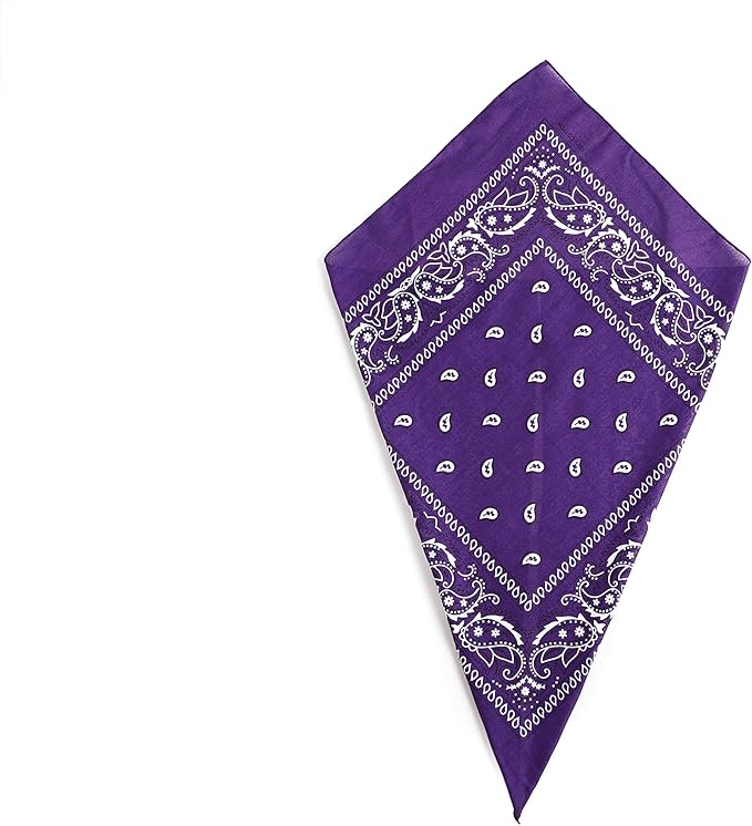 Purple Paisley Bandana Head Scarf Headbands Handkerchief Cowboy Cotton Bib Face Covering Headwear
