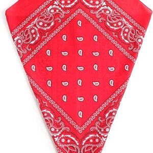 Red Paisley Bandana Head Scarf Headbands Handkerchief Cowboy Cotton Bib Party Face Covering Headwear For Motorcycling Mens Womens Unisex