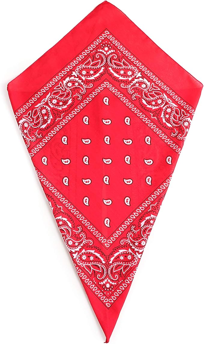 Red Paisley Bandana Head Scarf Headbands Handkerchief Cowboy Cotton Bib Face Covering Headwear