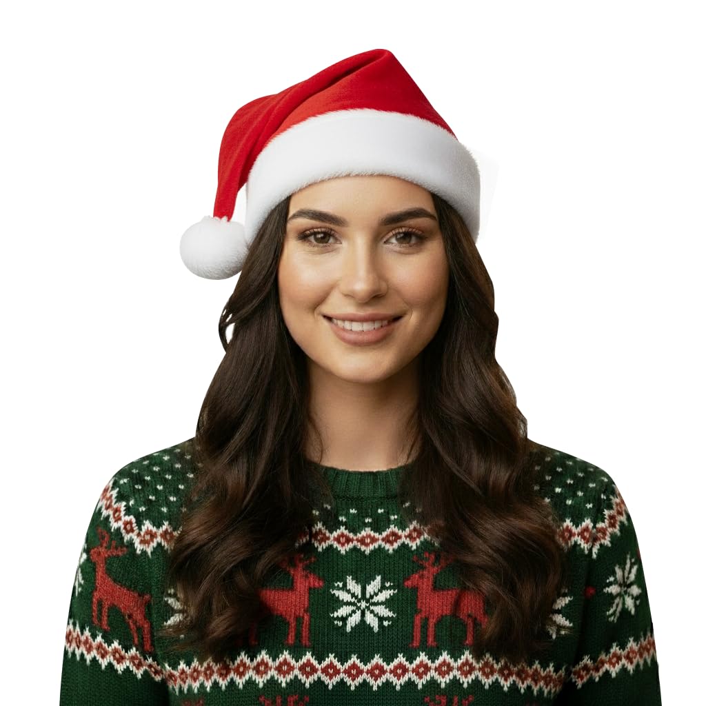 Red Santa Claus Christmas Hat for Xmas & New Year - Festive Costume - Costume Adults Children