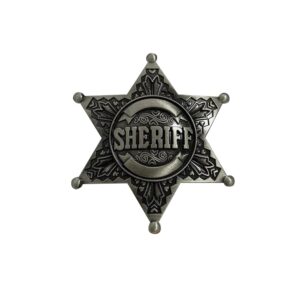 Sheriff Badge Vintage Silver Star Pin Cowboy Western Police America USA Deputy Metal Shiny Fancy Dress Up Halloween Costume