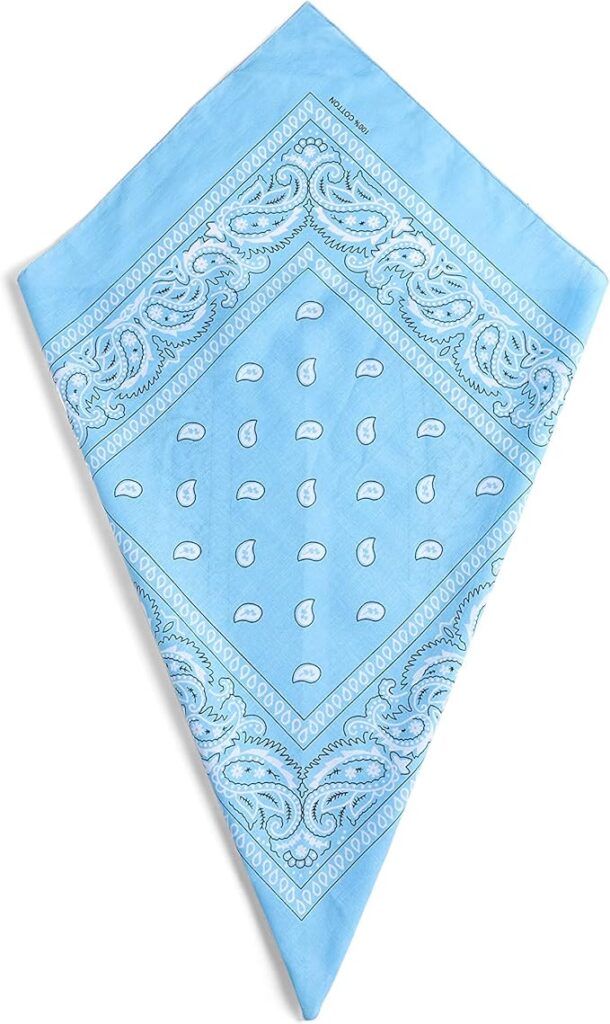 Sky Blue Paisley Bandana Head Scarf Headbands Handkerchief Cowboy Cotton Bib Face Covering Headwear