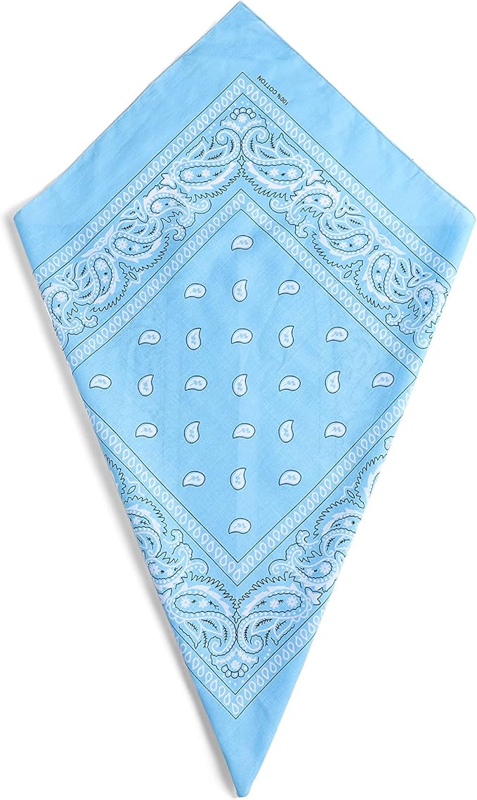 Sky Blue Paisley Bandana Head Scarf Headbands Handkerchief Cowboy Cotton Bib Face Covering Headwear