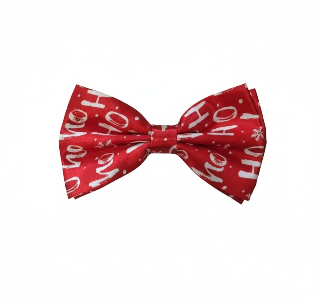 Christmas Bow Tie for Unisex, Red Ho Ho Ho Xmas - Festive Bowtie Work Do, Events, or Secret Santa