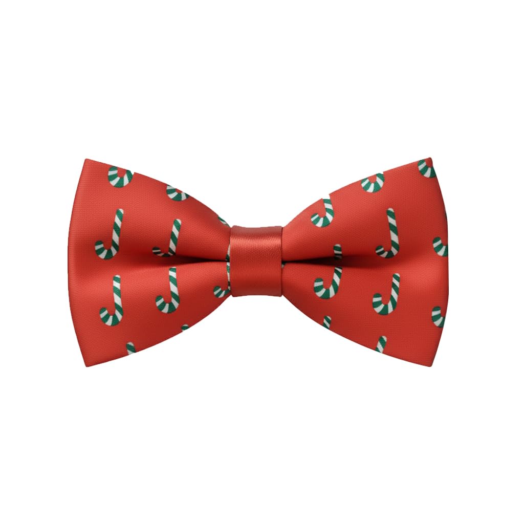 Christmas Bow Tie for Unisex, Red Candy Cane Xmas - Festive Bowtie Work Do, Events, or Secret Santa