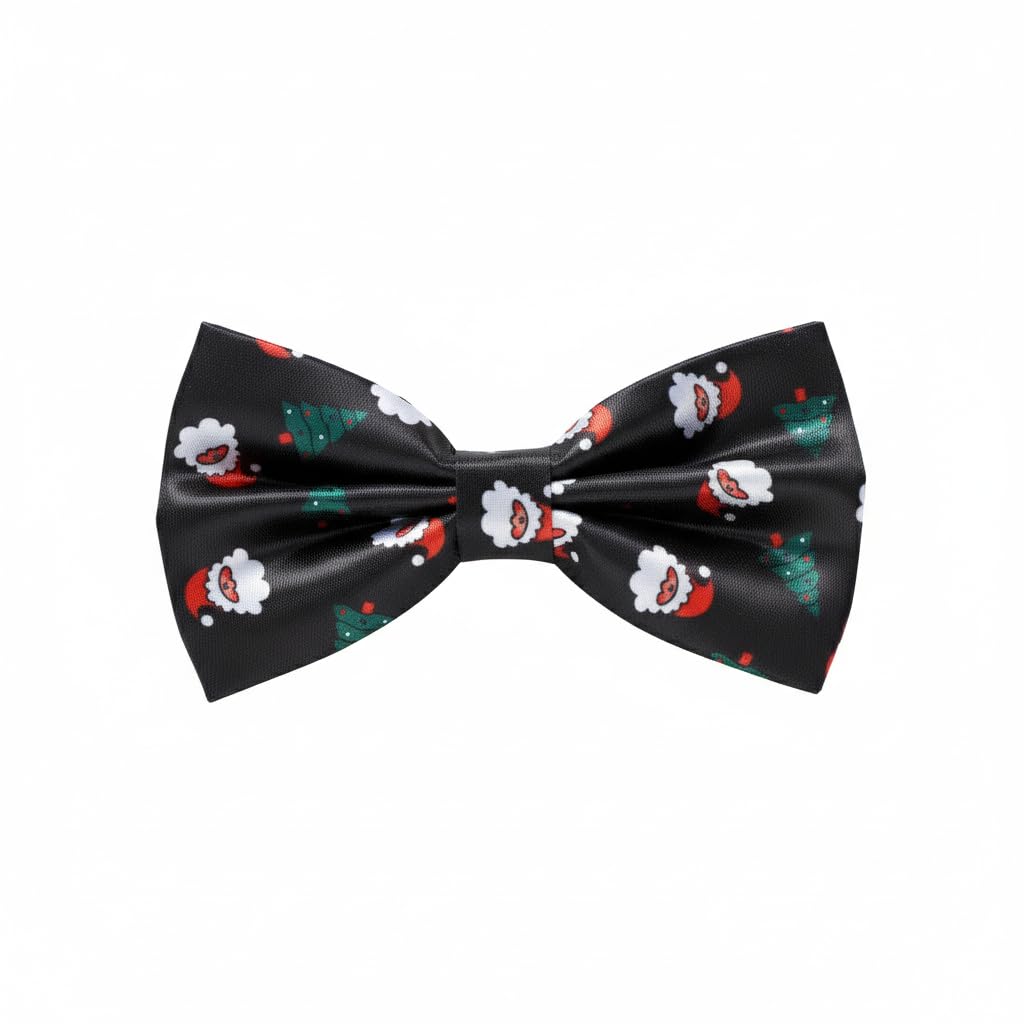Christmas Bow Tie for Unisex, Black Santa Xmas - Festive Bowtie Work Do, Events, or Secret Santa