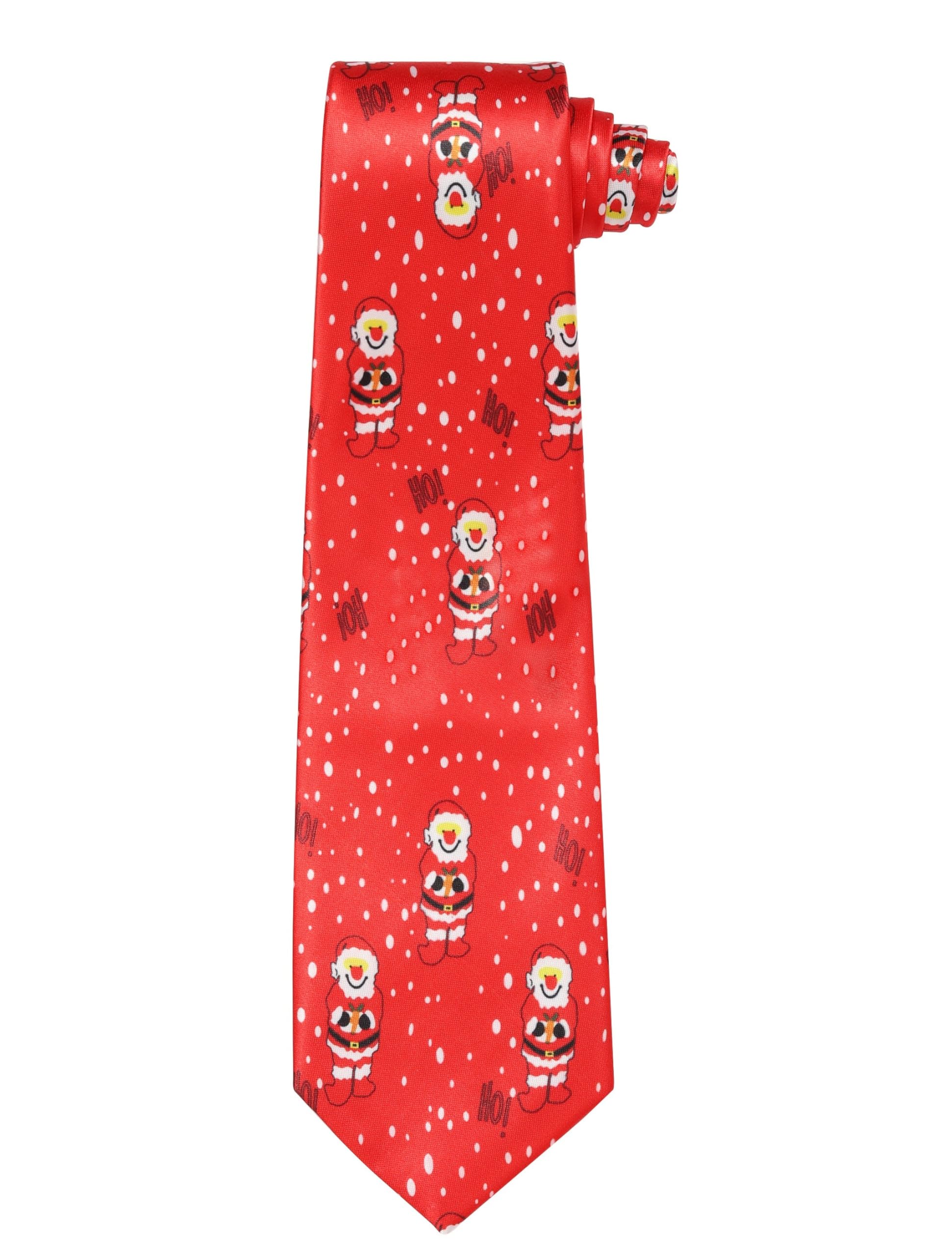 Christmas Tie Xmas Red Santa Colourful Novelty Funny Necktie for Festive Holidays, Work Party Gift