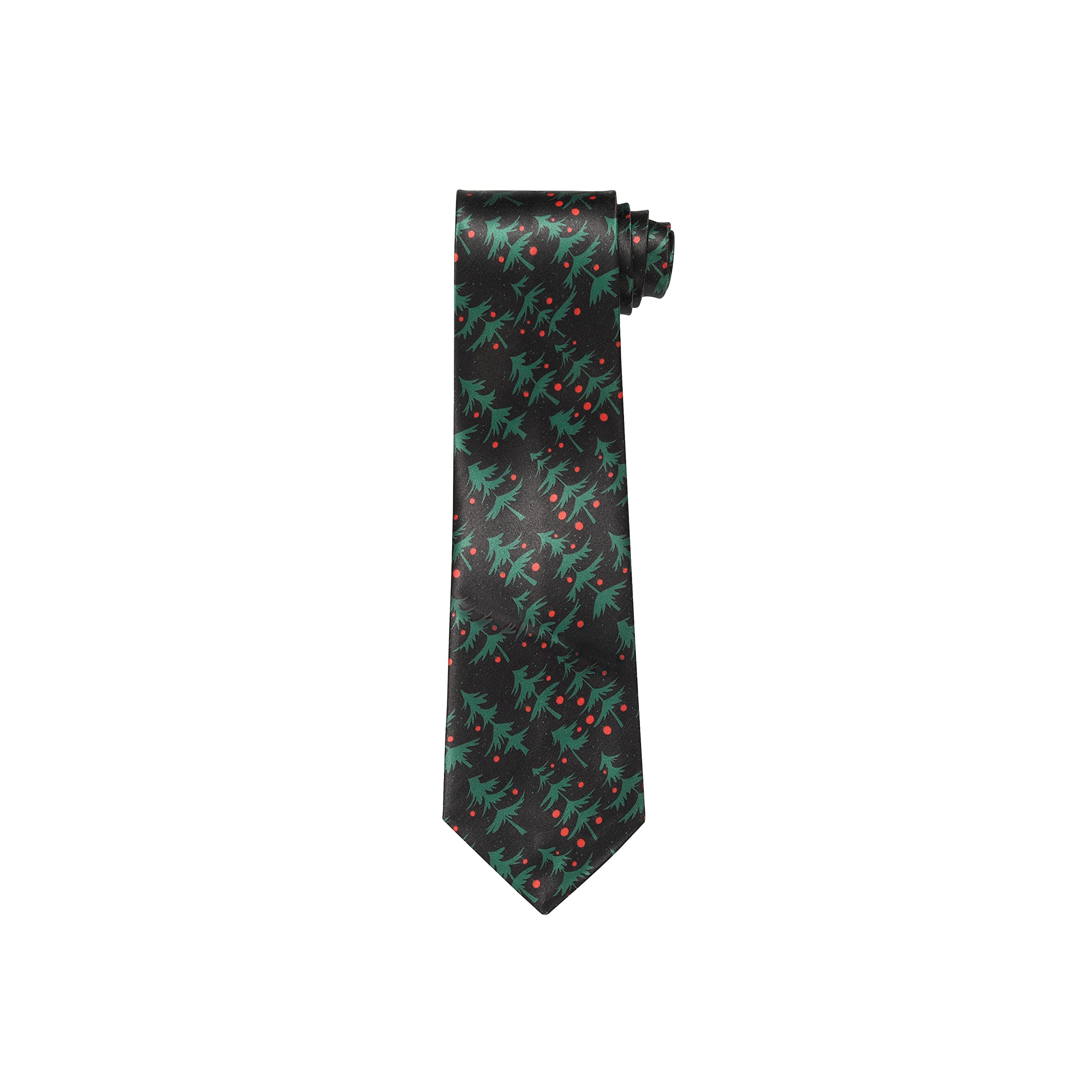 Christmas Tie Xmas Black Tree Colourful Novelty Funny Necktie for Festive Holidays, Work Party Gift