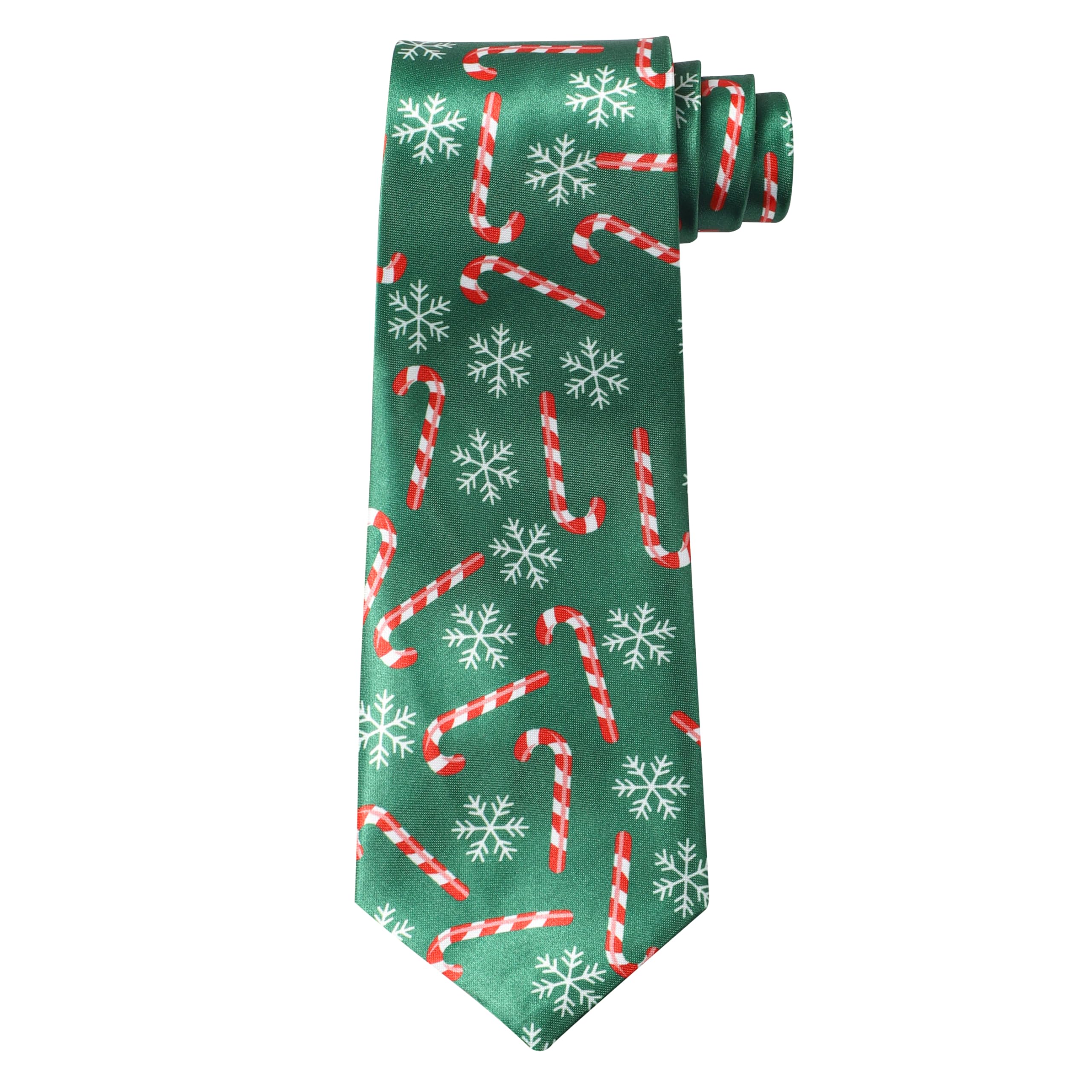 Christmas Tie Xmas Green Candy Cane Santas Colourful Novelty Funny Necktie for Festive Work