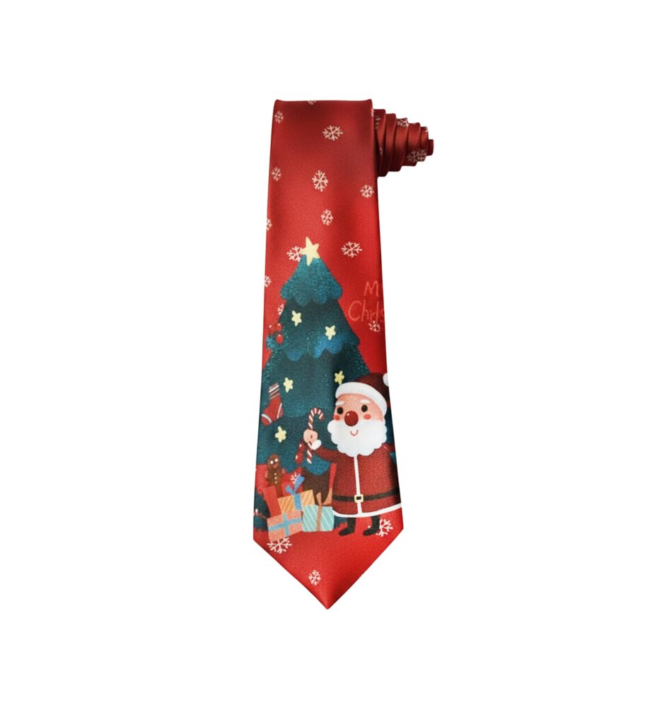 Christmas Tie Xmas Red Santa Present for Secret Santas Colourful Novelty Funny Necktie Festive Work