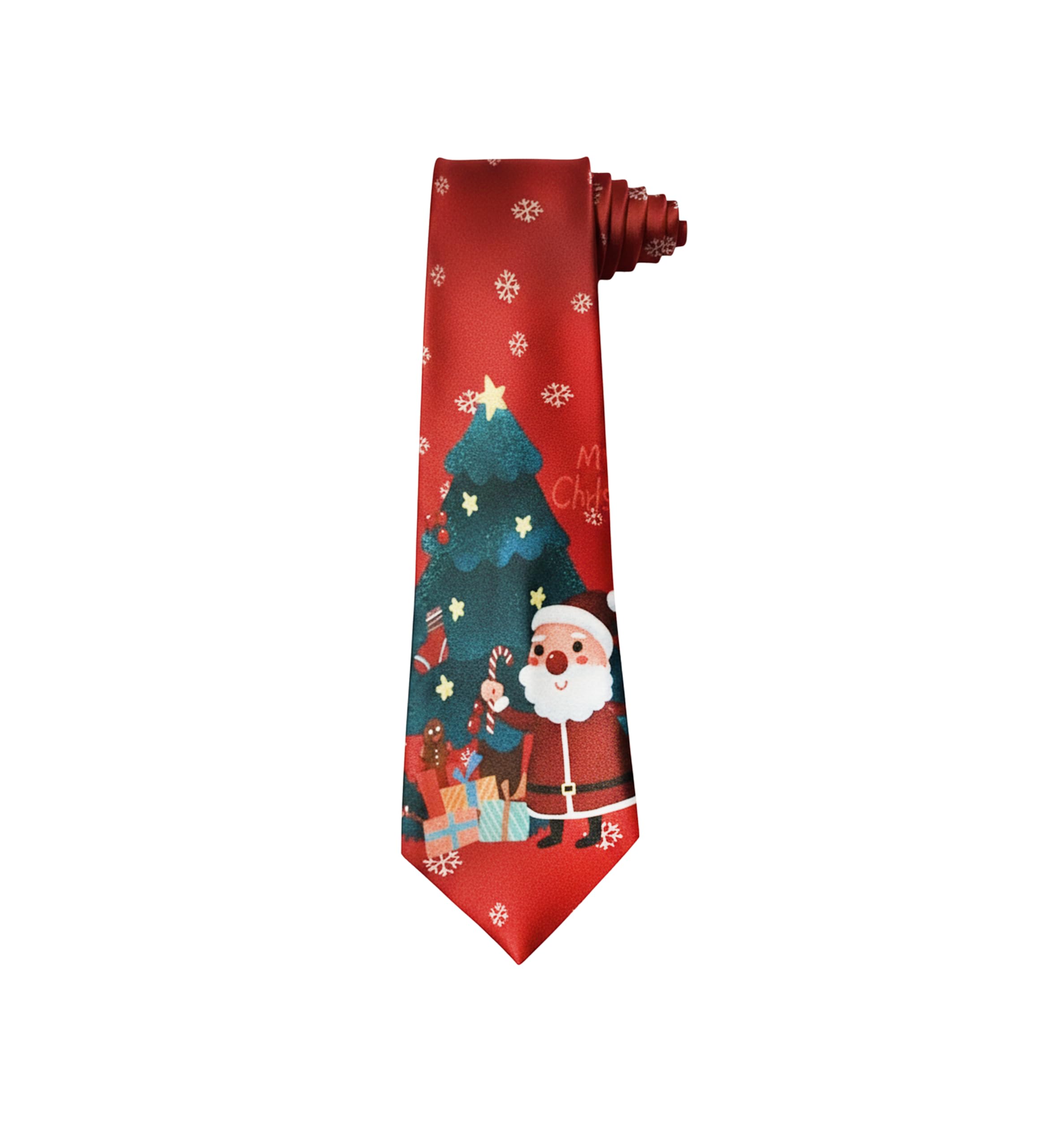 Christmas Tie Xmas Red Santa Present for Secret Santas Colourful Novelty Funny Necktie Festive Work