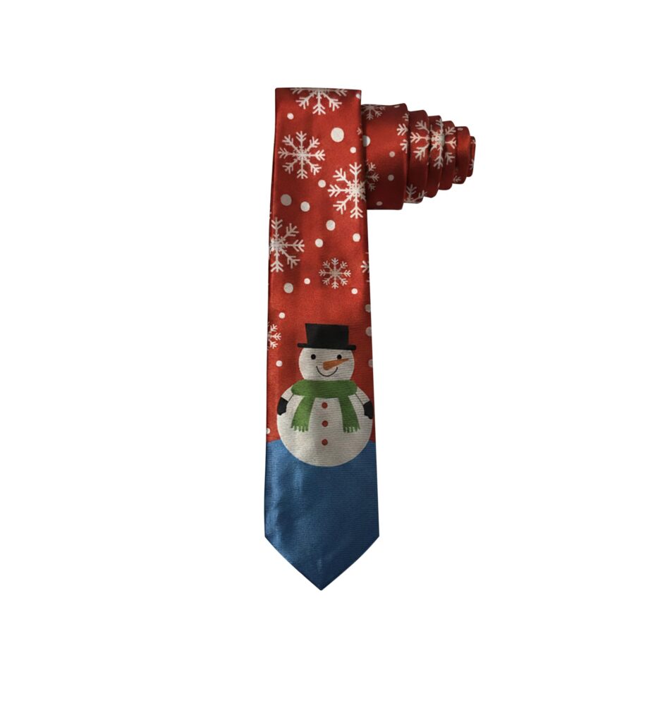 Christmas Tie Xmas Red Snowman Colourful Novelty Funny Necktie for Festive Holidays, Work Party Gift