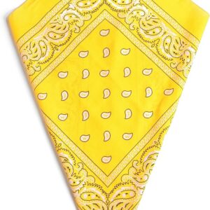 Yellow Paisley Bandana Head Scarf Headbands Handkerchief Cowboy Cotton Bib Party Face Covering Headwear For Motorcycling Mens Womens Unisex
