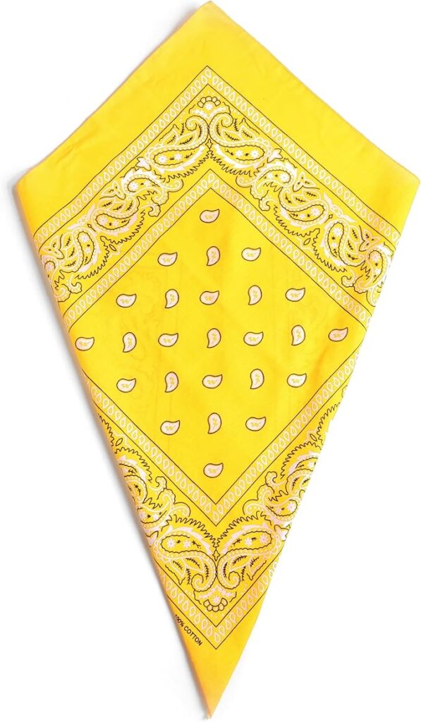 Yellow Paisley Bandana Head Scarf Headbands Handkerchief Cowboy Cotton Bib Face Covering Headwear