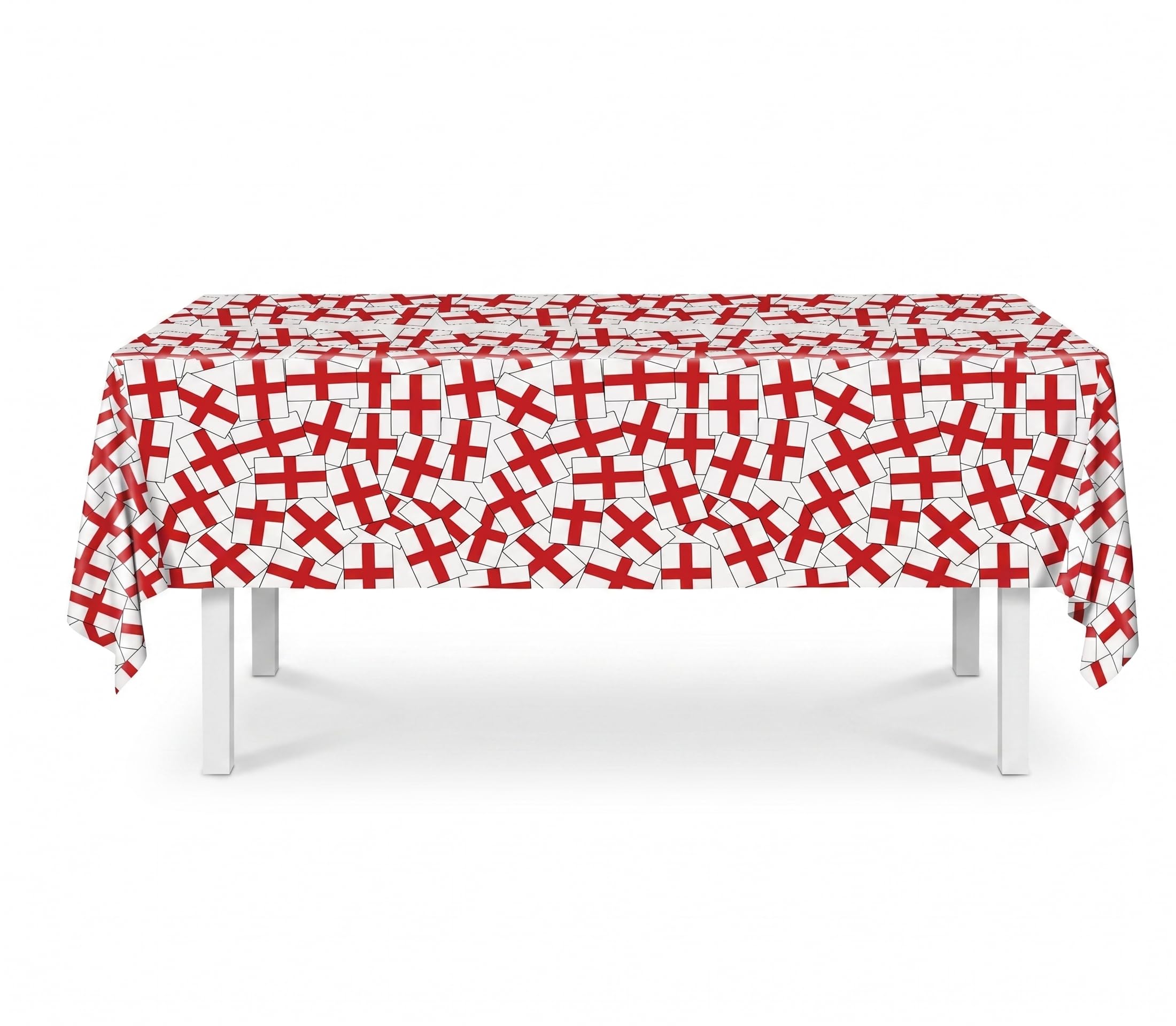 Komonee England St George's Cross Flag PVC Tablecloth, Large Waterproof Wipe Clean Vinyl Table Cover, Indoor & Outdoor Decoration for Soccer World Cup, Rugby, Euros & English Party Events