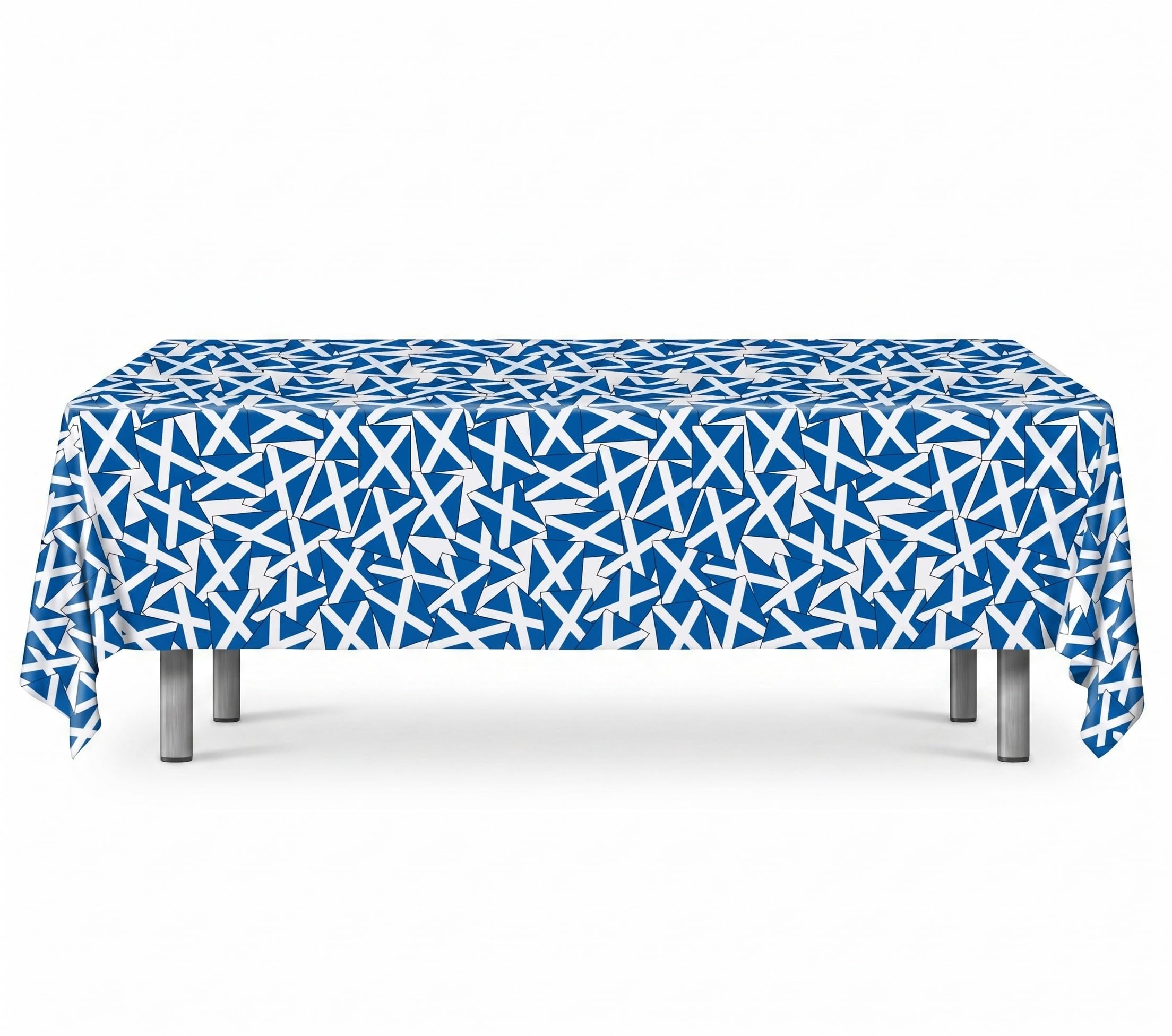 Komonee Scotland St Andrew's Cross Saltire Flag PVC Tablecloth, Large Waterproof Wipe Clean Vinyl Table Cover, Indoor & Outdoor Decoration for Soccer World Cup, Rugby, Euros & Scottish Party Events