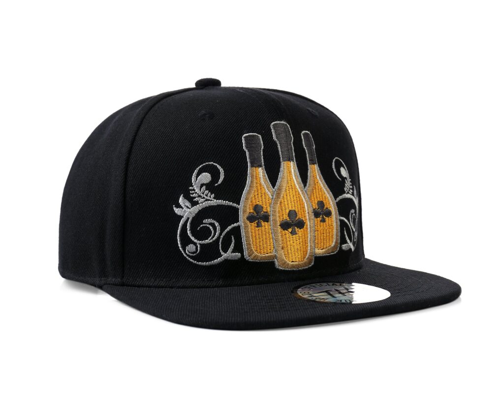 True Heads Champagne Bottles Black Snapback Cap, Embroidered Unisex Adjustable Celebration Hat, Perfect Birthday or Party Gift Idea, Men?s & Women?s Urban Headwear