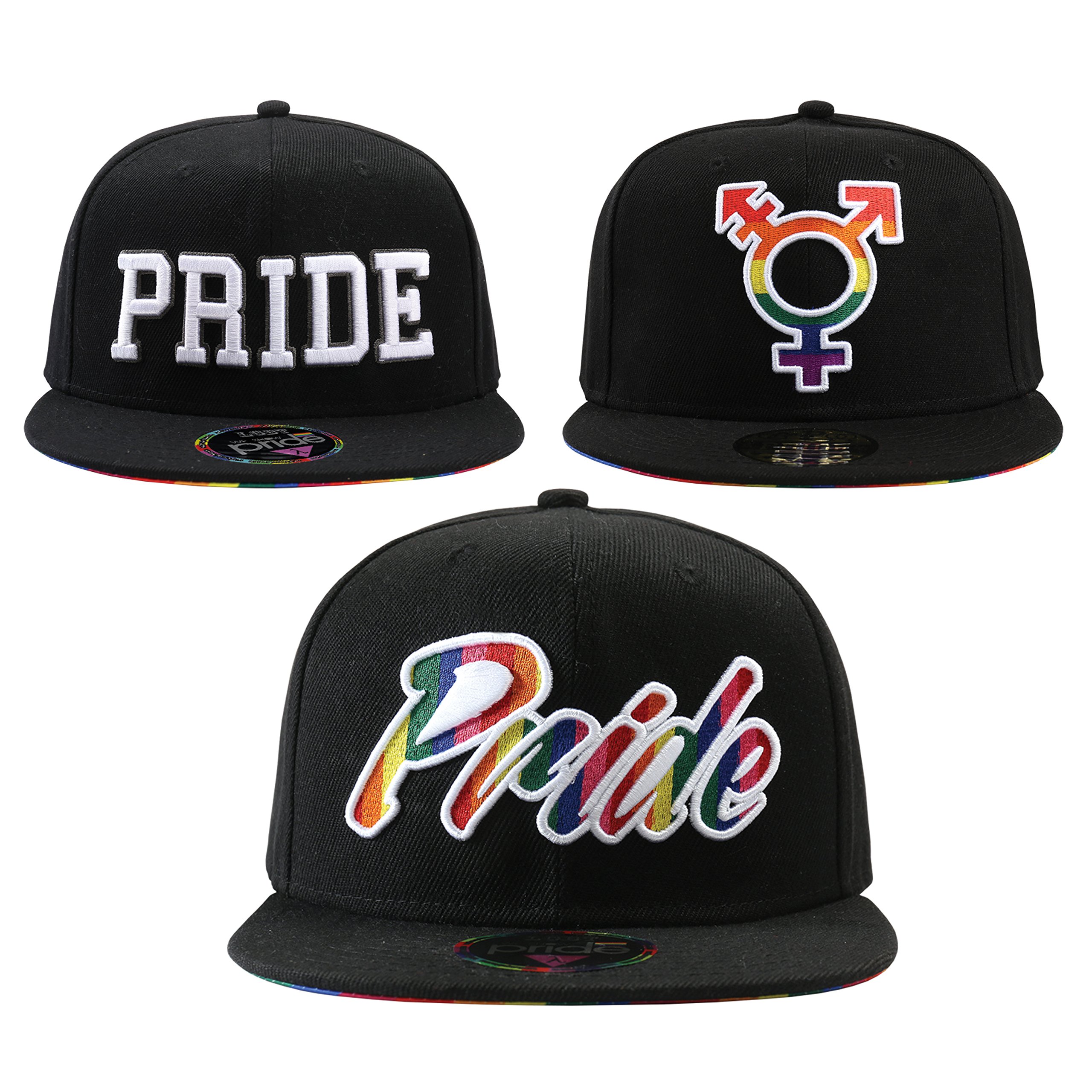 We Show Pride Gay Pride Black Rainbow Snapback Baseball Caps Multi Pack (Pack Of 3)