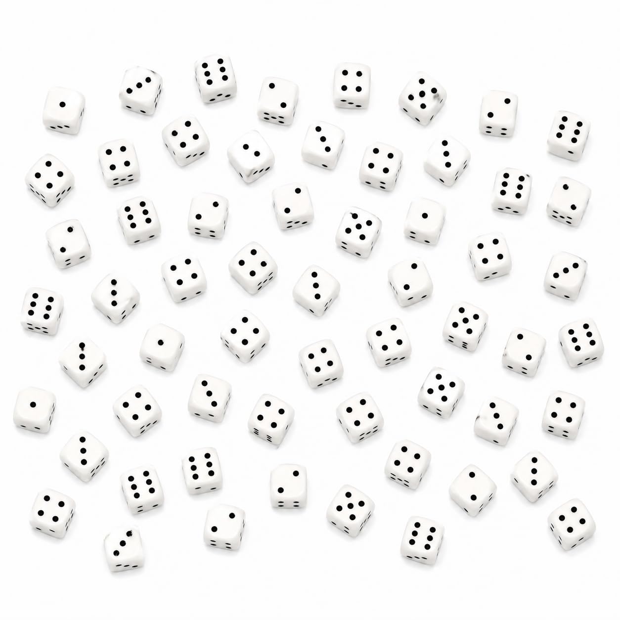 Komonee 50 x White D6 Dice 16mm High-Contrast Black Dots - Square Corner Acrylic Six-Sided Dice for Bulk  Board Games, Tabletop RPG, War Gaming, Maths Education, Classroom & Game Replacements