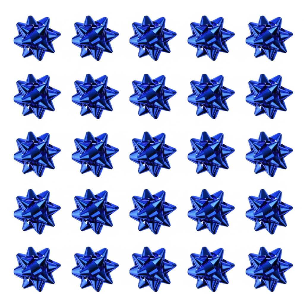 100pc Blue Christmas Gift Bows ? Self-Adhesive 1.5 Inch Shiny Decorative Present Decoration ? Home DIY Craft Wedding Birthday Wrap Wrapping Accessory
