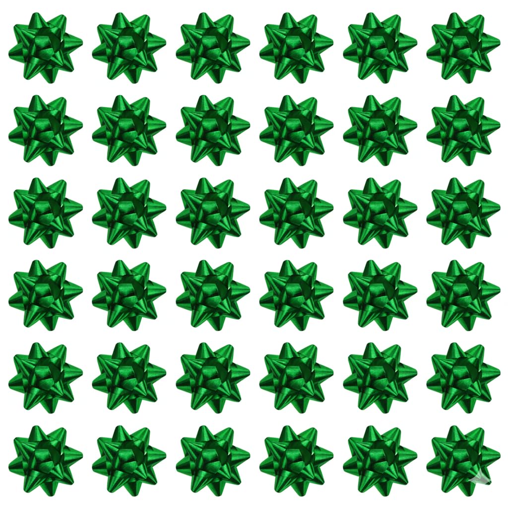 100pc Green Christmas Gift Bows ? Self-Adhesive 1.5 Inch Shiny Decorative Present Decoration ? Home DIY Craft Wedding Birthday Wrap Wrapping Accessory