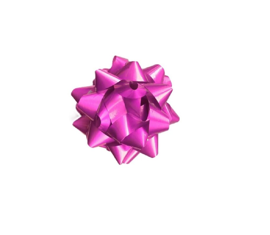 100pc Pink Christmas Gift Bows ? Self-Adhesive 1.5 Inch Shiny Decorative Present Decoration ? Home DIY Craft Wedding Birthday Wrap Wrapping Accessory