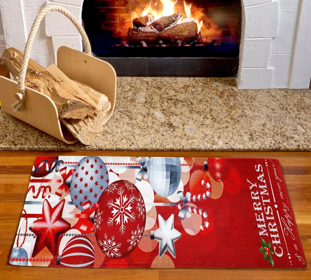 Xmas Themed Large Jumbo Oversized Merry Christmas Welcome Doormats Festive Holiday Decorations and Happy New Year Red Door Mat 60cm x 90cm