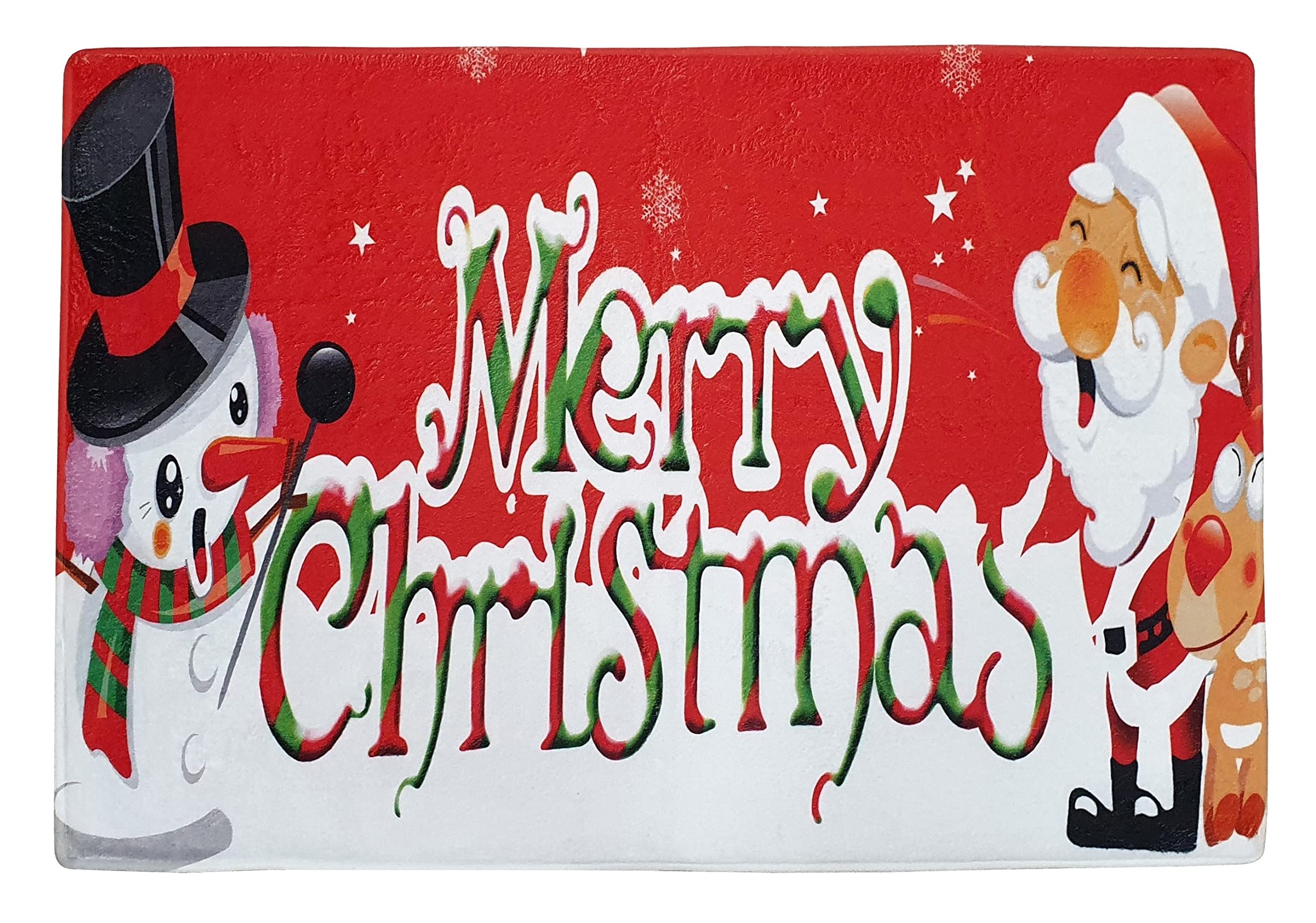 Xmas Themed Large Jumbo Oversized Merry Christmas Welcome Doormats Festive Holiday Decorations and Happy New Year Colourful Snowman & Santa Door Mat 60cm x 90cm