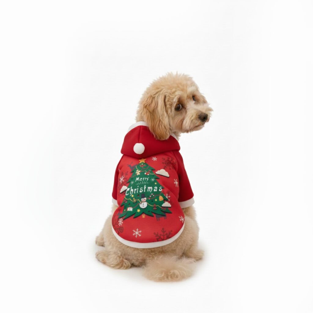 Small Dog Santa Christmas Coat ? Warm Winter Puppy Jacket & Xmas Holiday Dress Up Costume Outfit Christmas Tree
