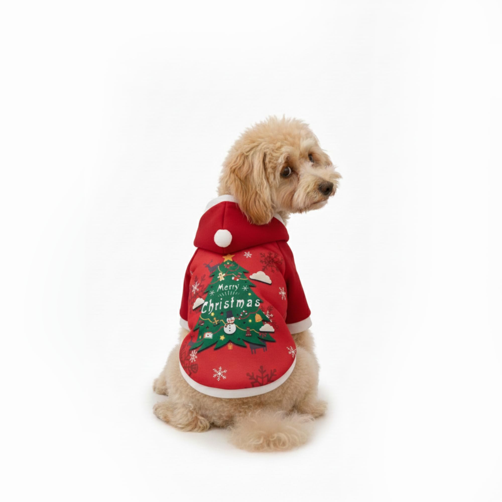 Small Dog Santa Christmas Coat ? Warm Winter Puppy Jacket & Xmas Holiday Dress Up Costume Outfit Christmas Tree