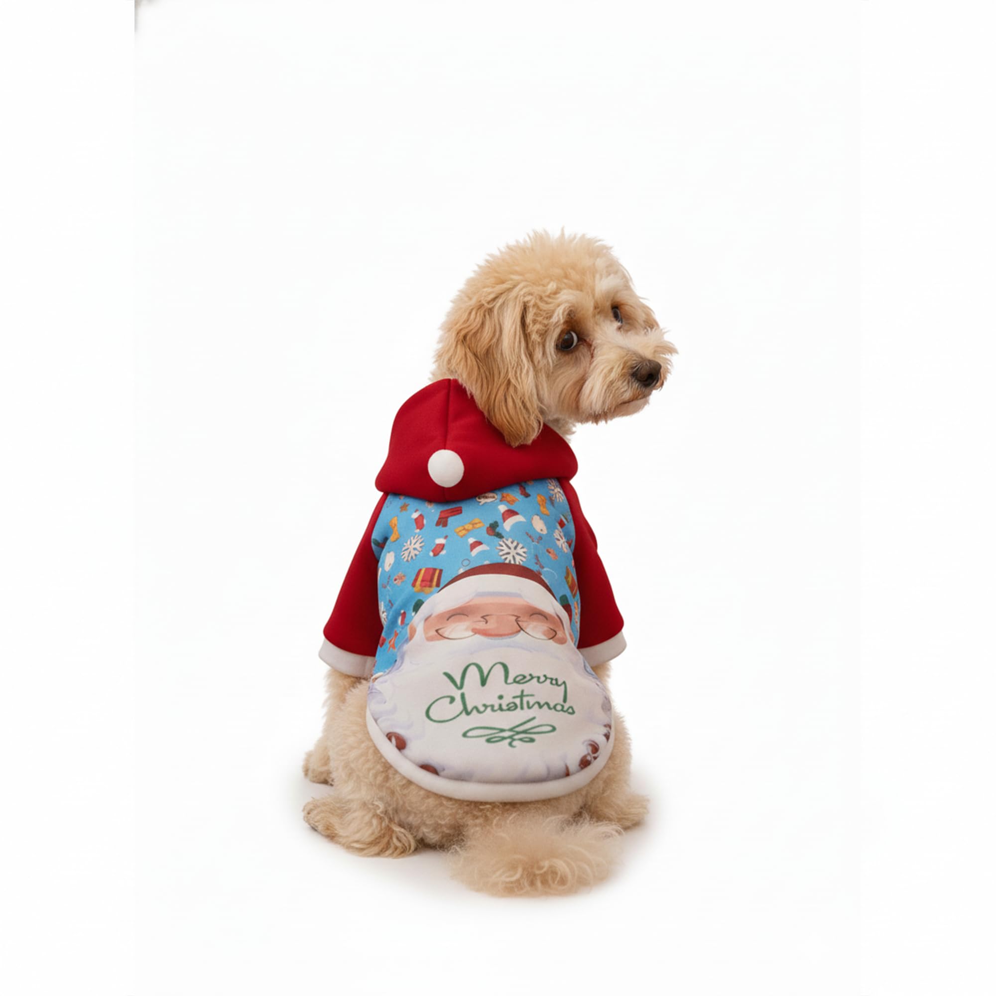 Small Dog Santa Christmas Coat ? Warm Winter Puppy Jacket & Xmas Holiday Dress Up Costume Outfit Red and Blue Santa Claus