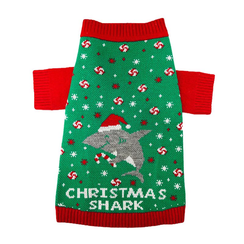 Small Dog Santa Christmas Coat ? Warm Winter Puppy Jacket & Xmas Holiday Dress Up Costume Outfit Green Shark