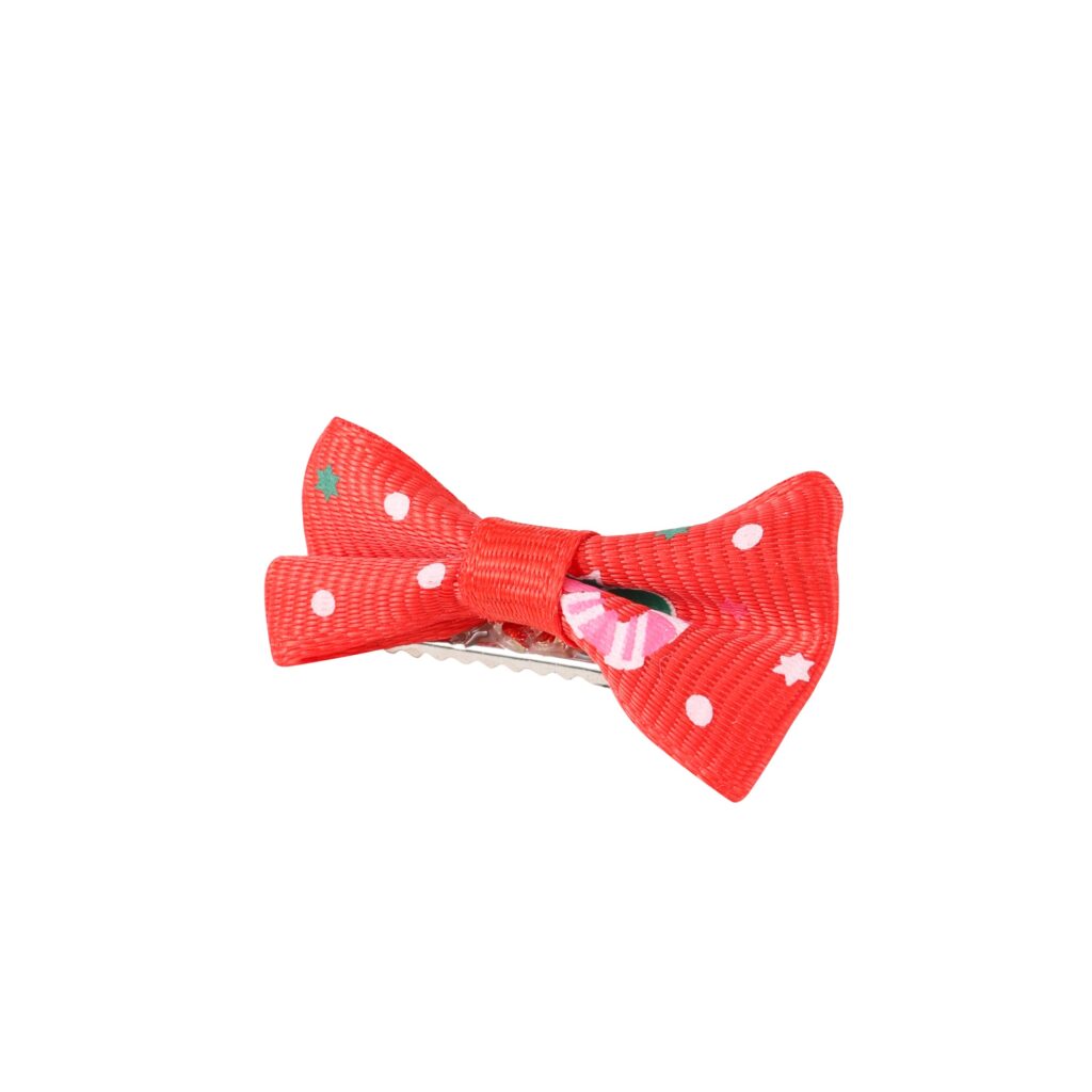 Christmas Bow Pet Hair Clip Tiny Small Puppy Dog Cat Winter Funny Cute Xmas Dress Up Red (Pack of 2)