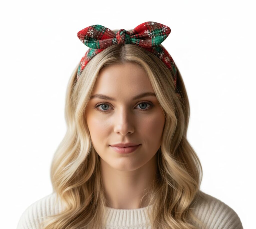 Christmas Headband Bow - Soft Stretchy Elastic Alice Hair Band, Festive Xmas Head Wrap Form Women Girls, Comfortable Holiday Hair Accessory For Party Celebrations Type 1