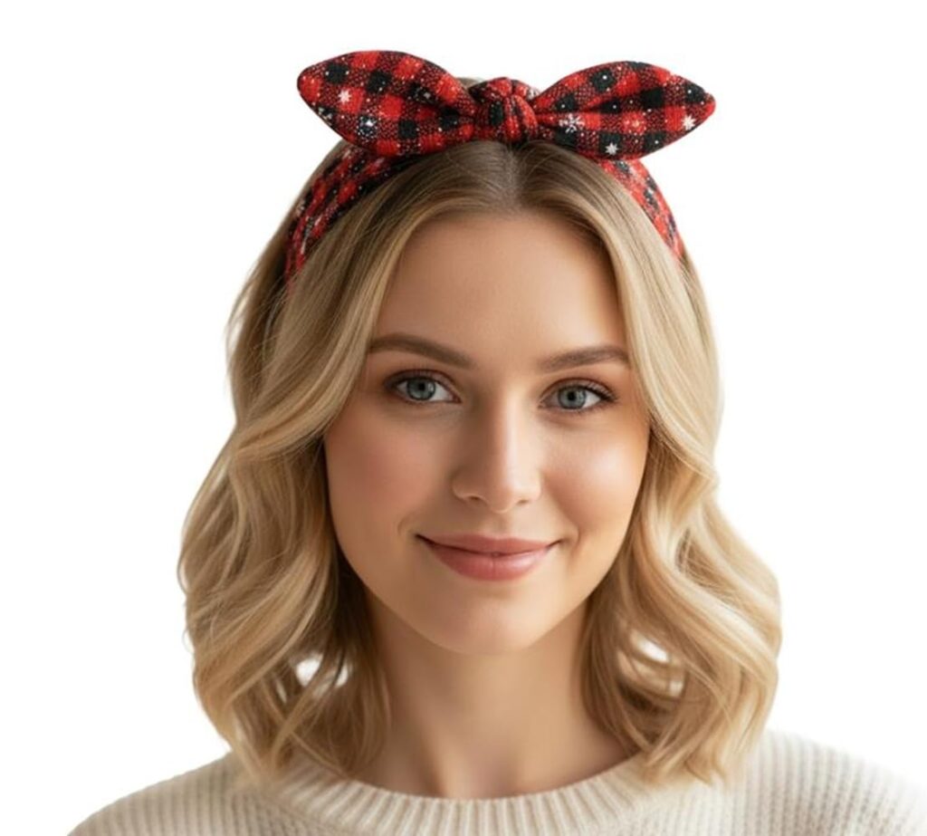 Christmas Headband Bow - Soft Stretchy Elastic Alice Hair Band, Festive Xmas Head Wrap Form Women Girls, Comfortable Holiday Hair Accessory For Party Celebrations Type 3
