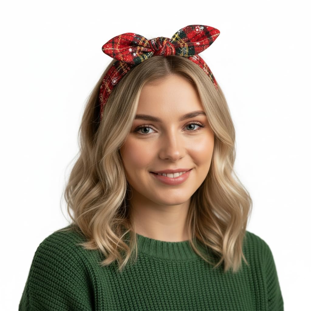 Christmas Headband Bow - Soft Stretchy Elastic Alice Hair Band, Festive Xmas Head Wrap Form Women Girls, Comfortable Holiday Hair Accessory For Party Celebrations Type 4