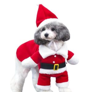 Santa Dog Costume Xmas Dress Up Puppy Outfit Funny Cute Pet Hat Suit Father Christmas Clothes Fun Novelty Gift