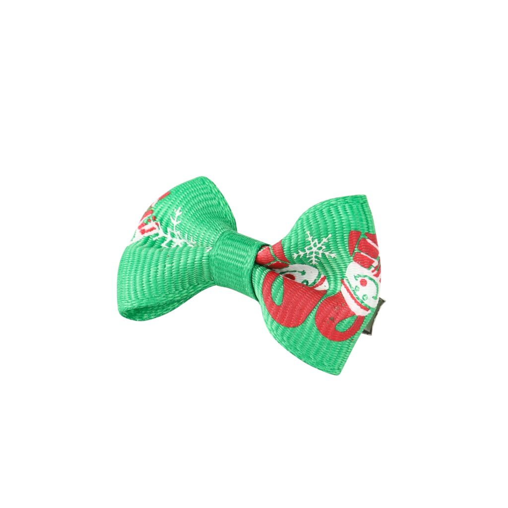 Christmas Bow Pet Hair Clip Tiny Small Puppy Dog Cat Winter Funny Cute Xmas Dress Up Green (Pack of 2)