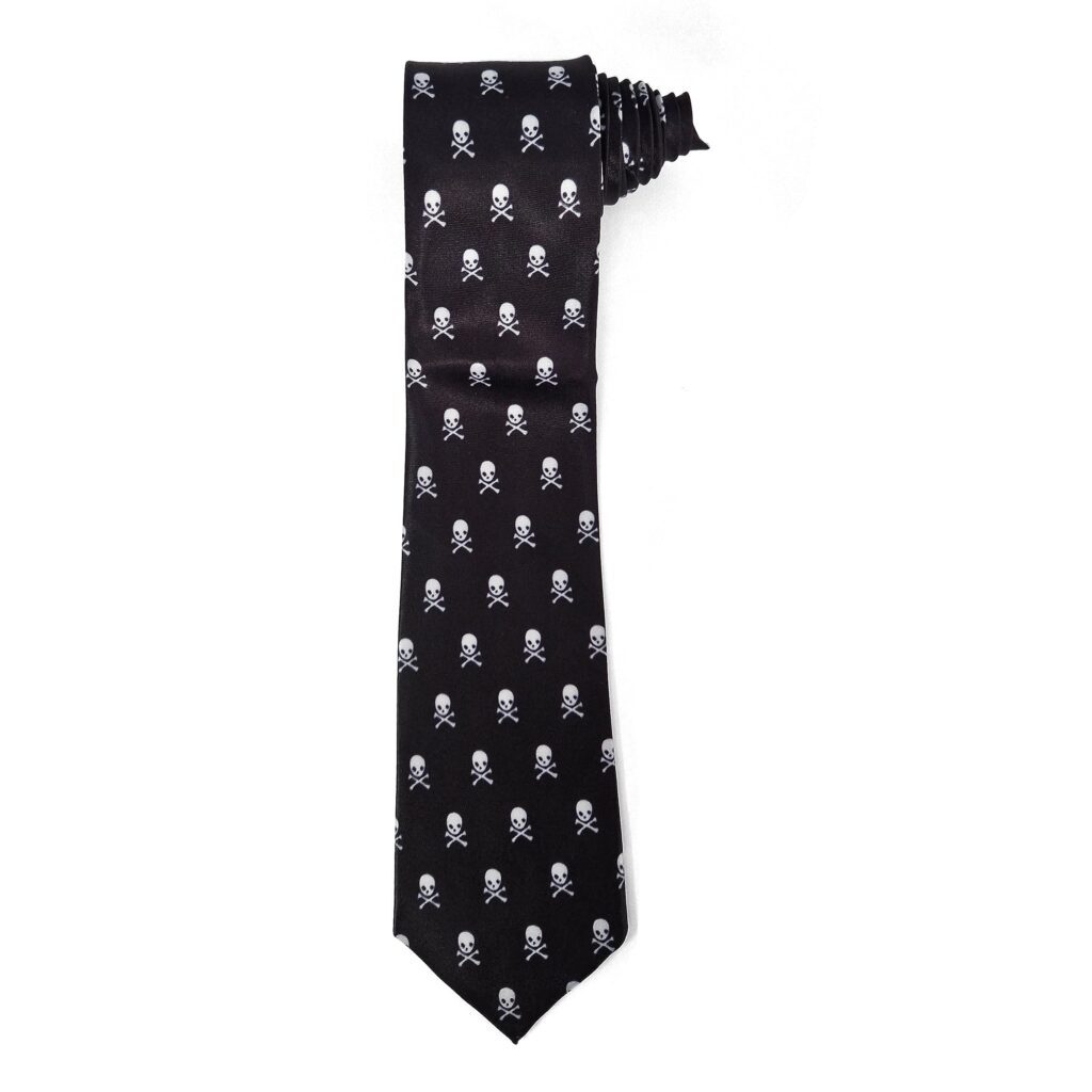 Halloween Black Neck Tie With Skull and Crossbones Cosplay Mens Womens Unisex Novelty Party Fancy Dress Accessory (Ti34)