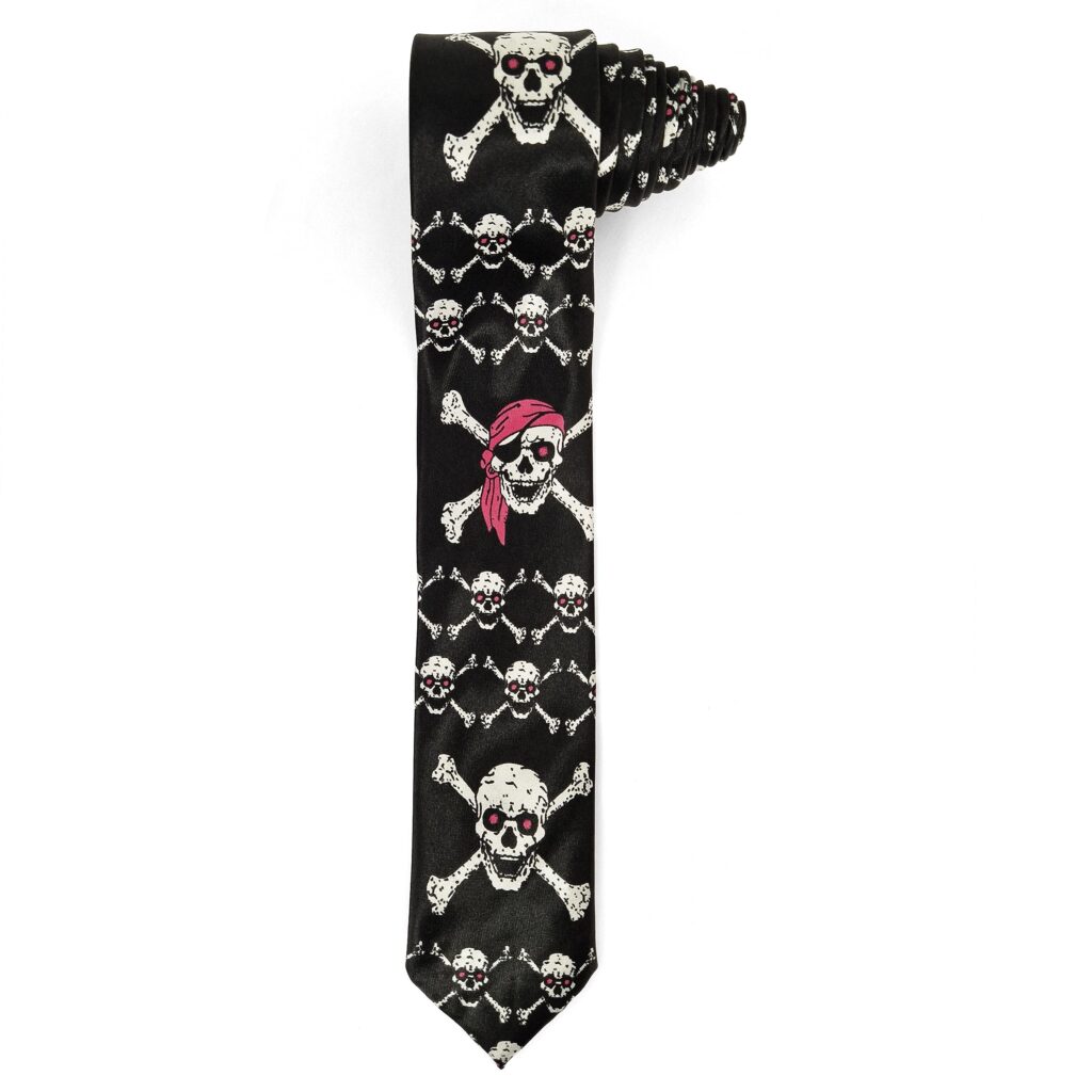 Halloween Black Pirate Skull Tie Cosplay Mens Womens Unisex Novelty Party Fancy Dress Accessory (Ti42)