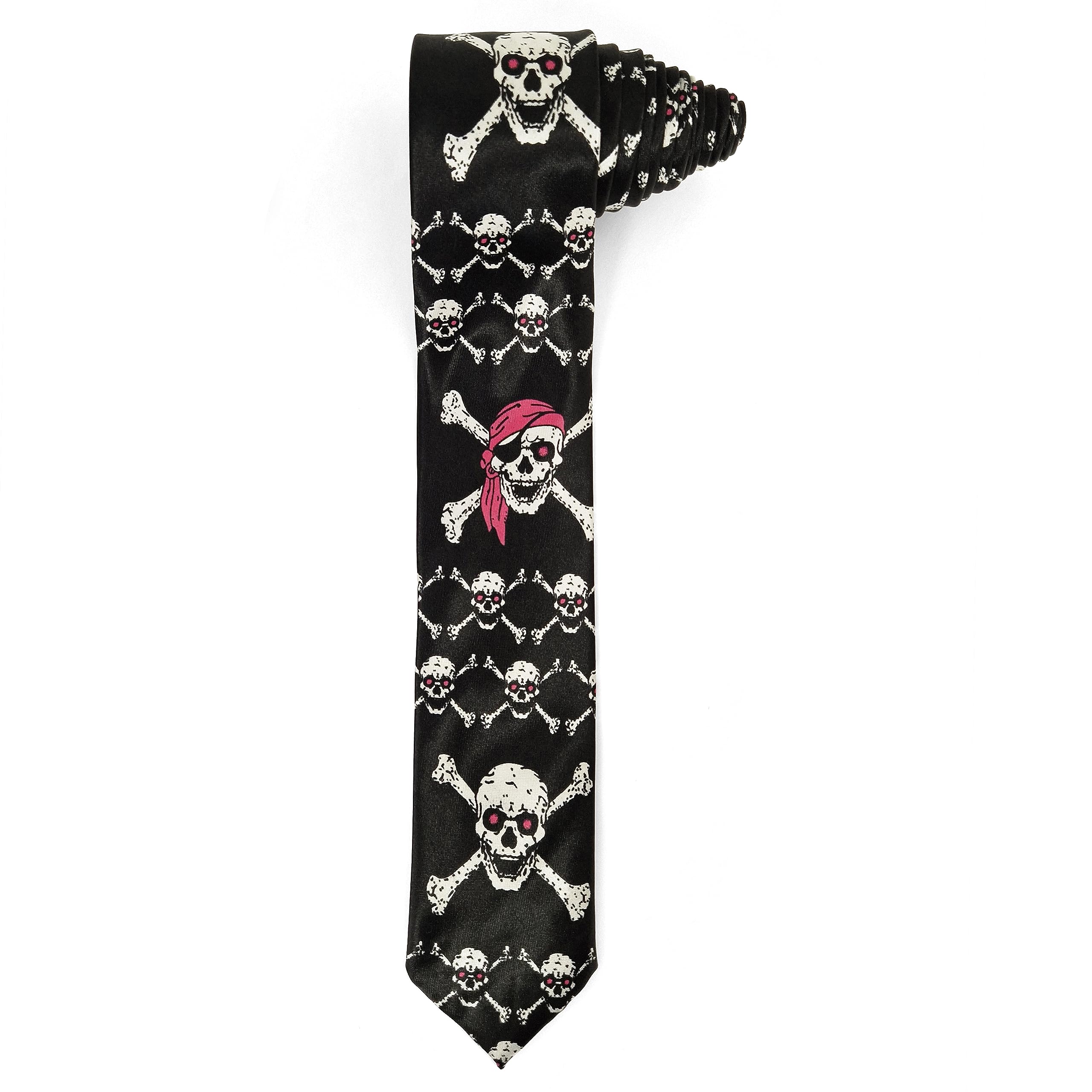 Halloween Black Pirate Skull Tie Cosplay Mens Womens Unisex Novelty Party Fancy Dress Accessory (Ti42)