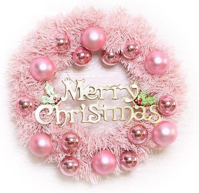 Traditional Christmas Wreath Pink Glamour - 50cm /20" Large Artificial Floral Front Door Decoration - Festive Hanging Xmas Ornament Garland Style 2
