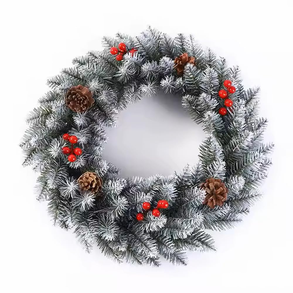 Traditional Christmas Wreath Winter Berries - 50cm /20" Large Artificial Floral Front Door Decoration - Festive Hanging Xmas Ornament Garland Style 3
