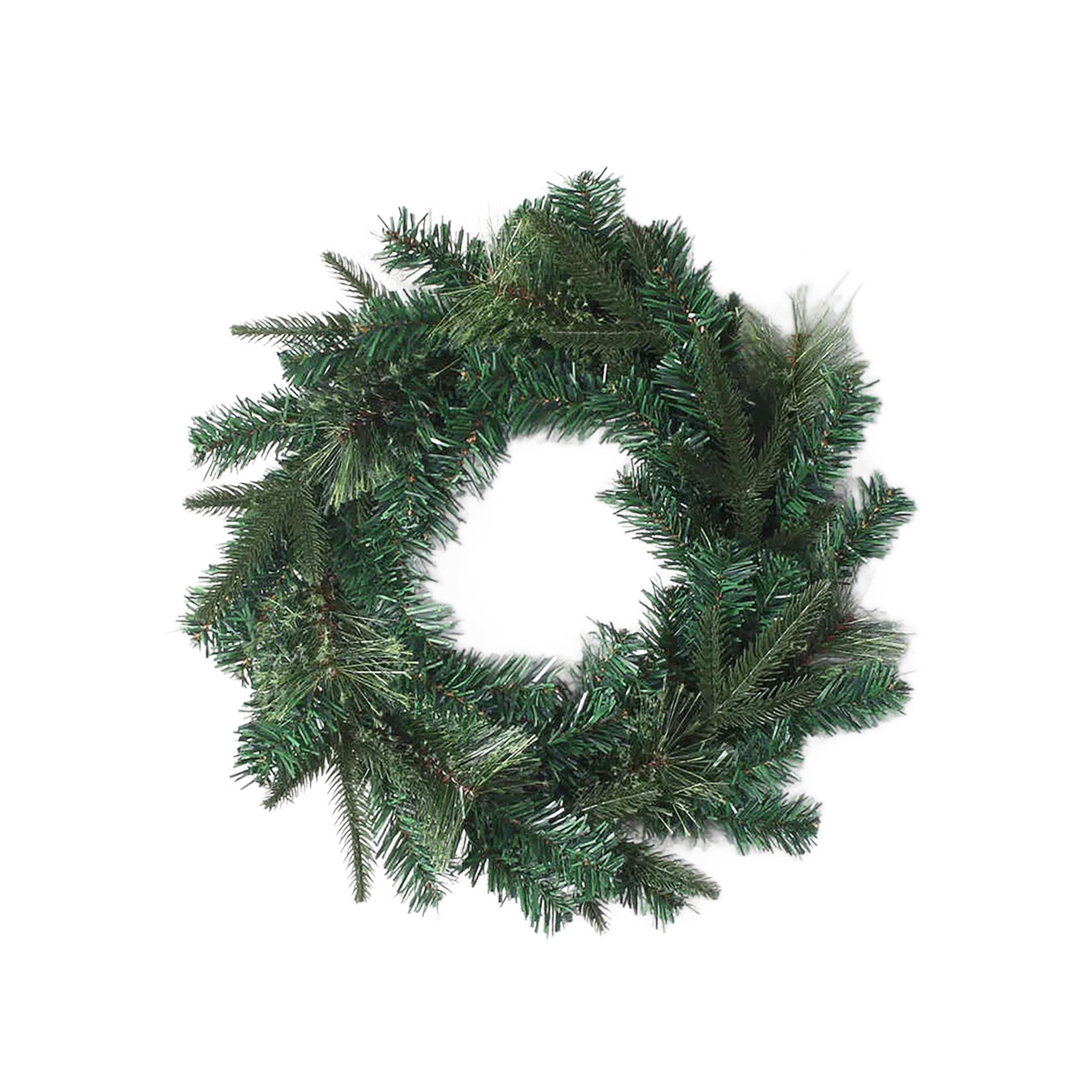 Traditional Christmas Wreath Plain Faux Pine - 50cm /20" Large Artificial Floral Front Door Decoration - Festive Hanging Xmas Ornament Garland Style 5