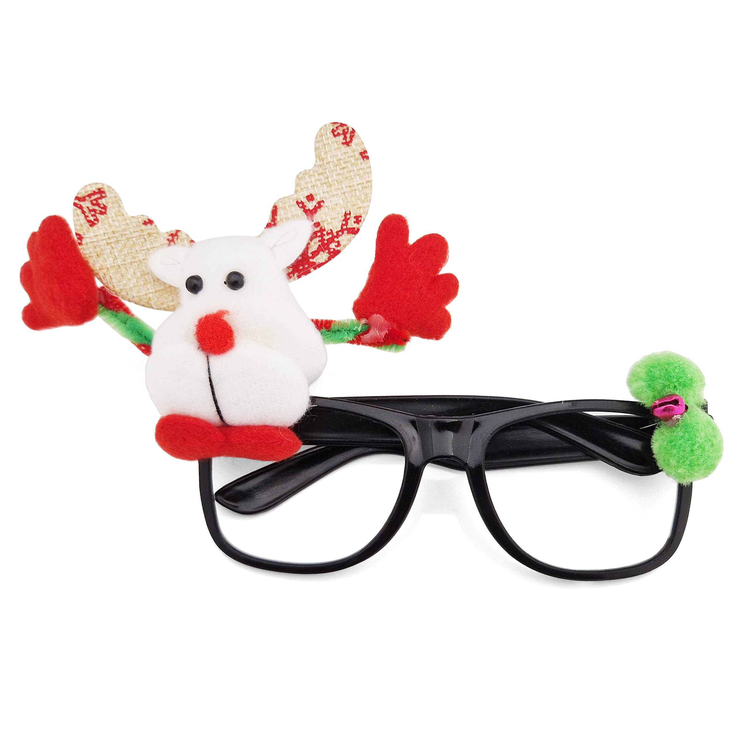 Christmas Glasses Reindeer Black Frame Novelty Funny Xmas Eyeglasses Holiday Photo Booth Prop Party Favour